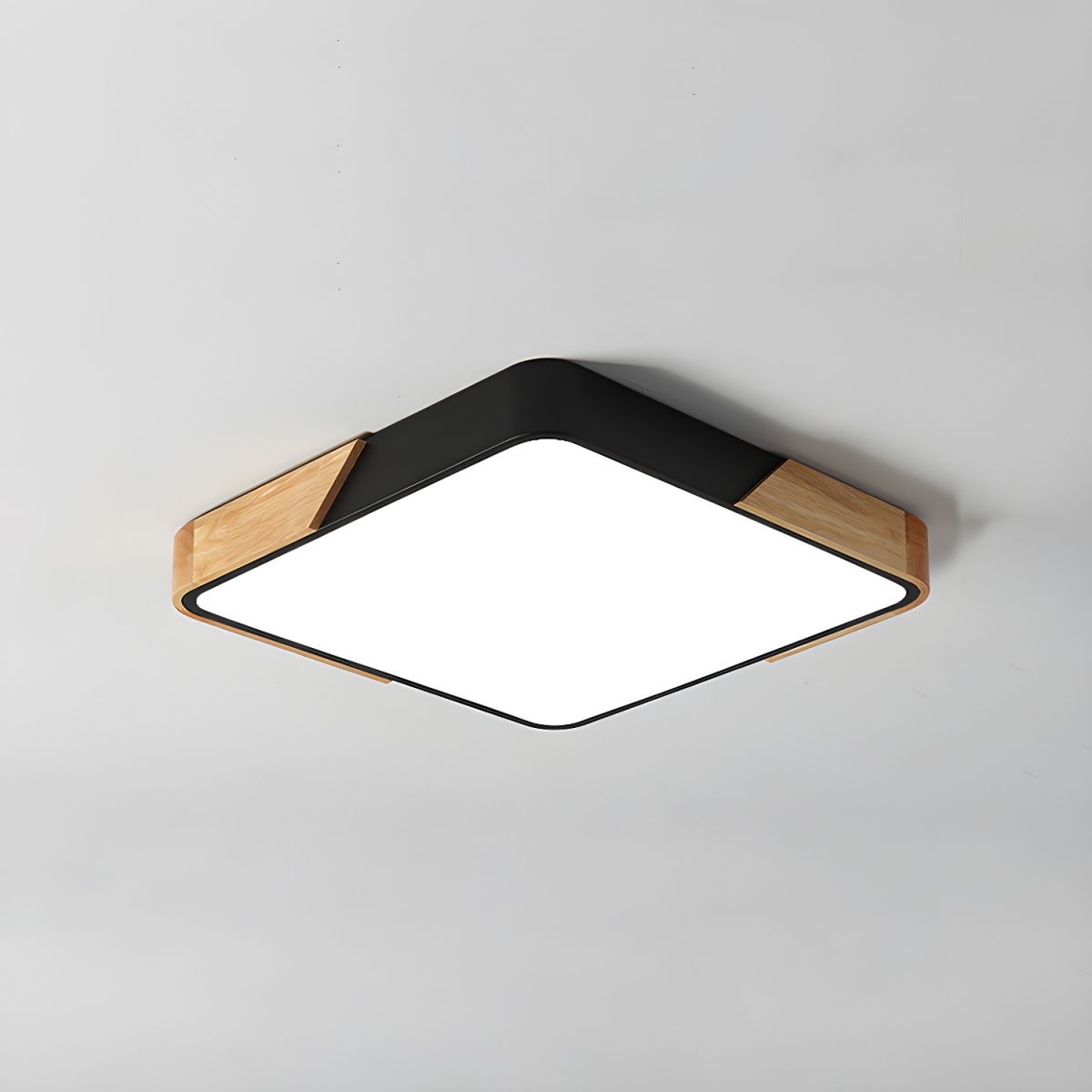 Nordic Ceiling Light with Wood Detail – Dimmable Multi-Color Lighting