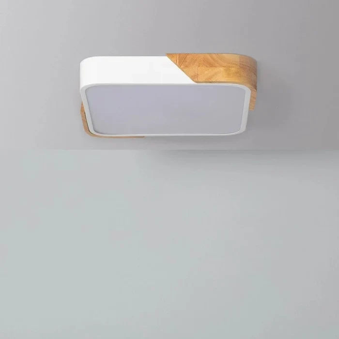 Nordic Ceiling Light with Wood Detail – Dimmable Multi-Color Lighting