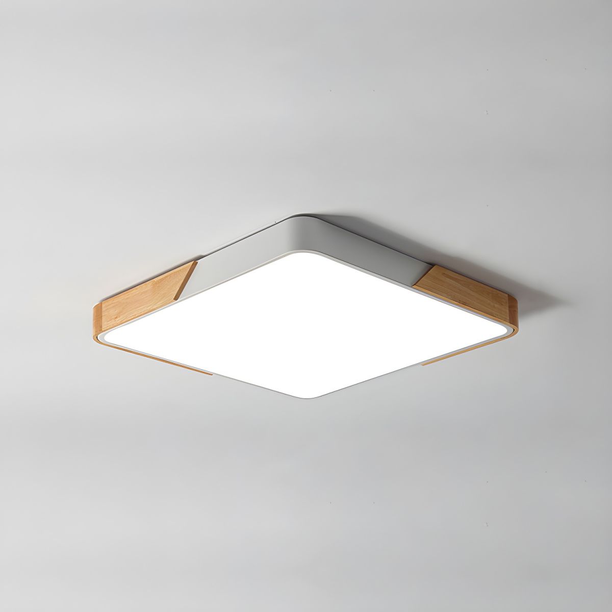 Nordic Ceiling Light with Wood Detail – Dimmable Multi-Color Lighting