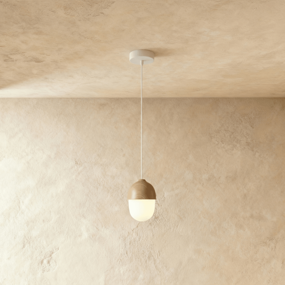 Nordic Pendant Light – Frosted Glass with Wood Look