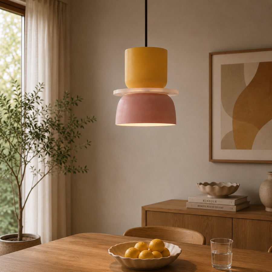 Nordic Dining Pendant Light – Colorful Bowls in Layered Design