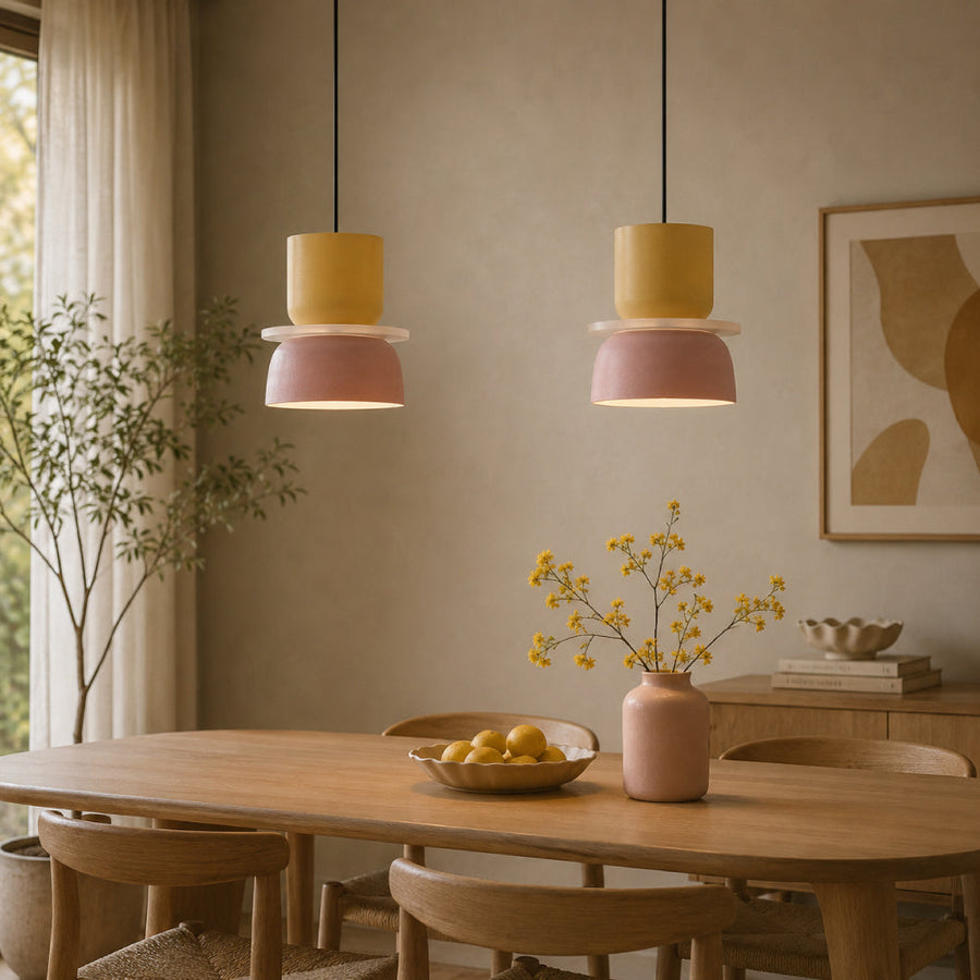 Nordic Dining Pendant Light – Colorful Bowls in Layered Design