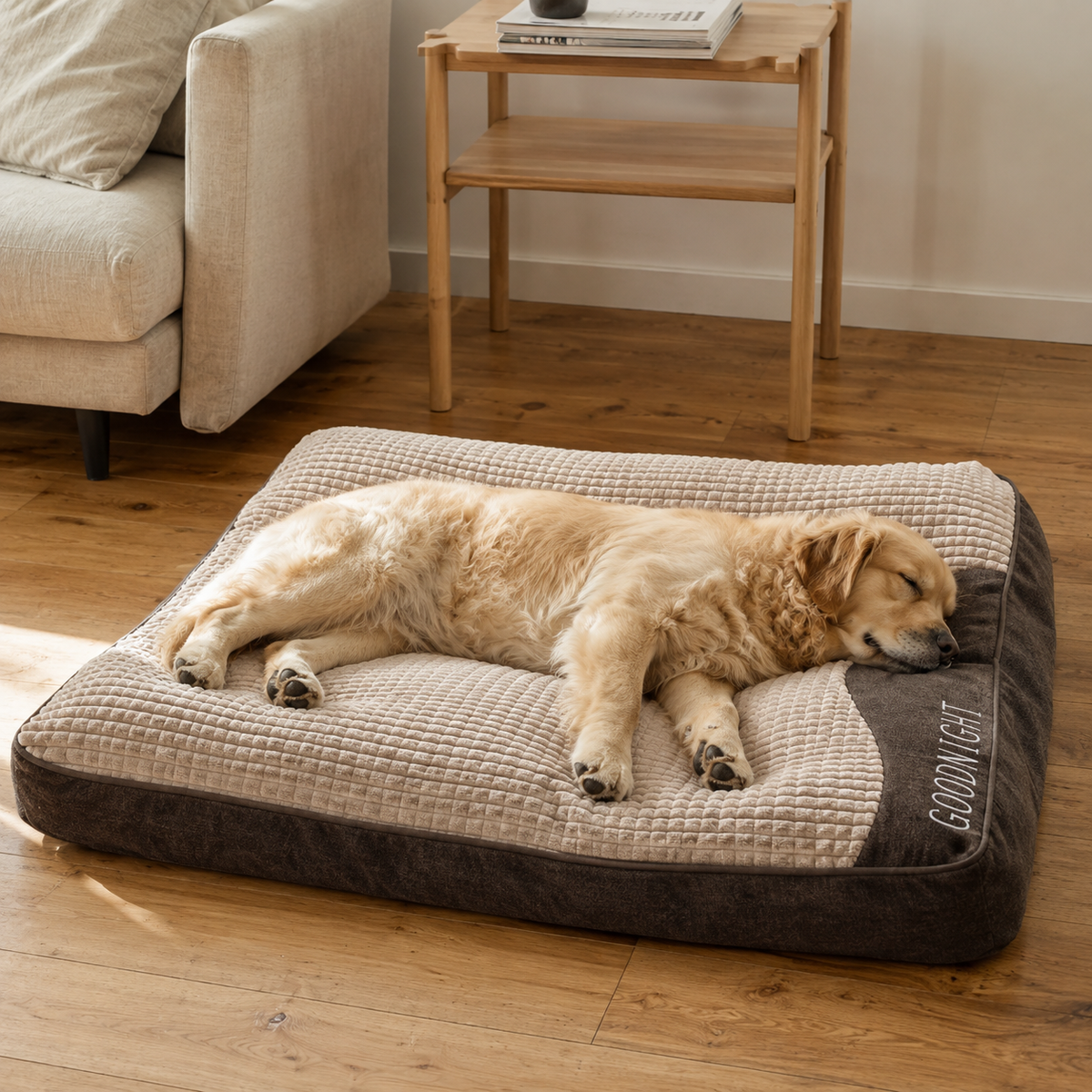 Large Orthopedic Dog Bed with Raised Neck Support and Scratch-Resistant Surface
