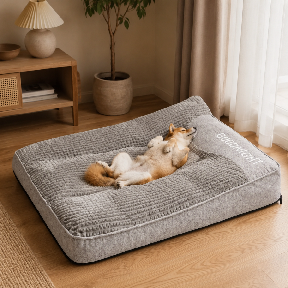 Large Orthopedic Dog Bed with Raised Neck Support and Scratch-Resistant Surface