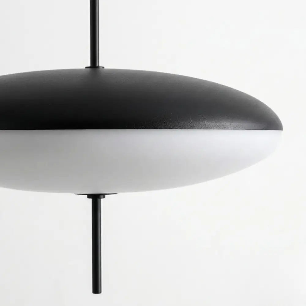 Oval Glass Pendant Light – Floating Disc Shape with Slim Metal Rod