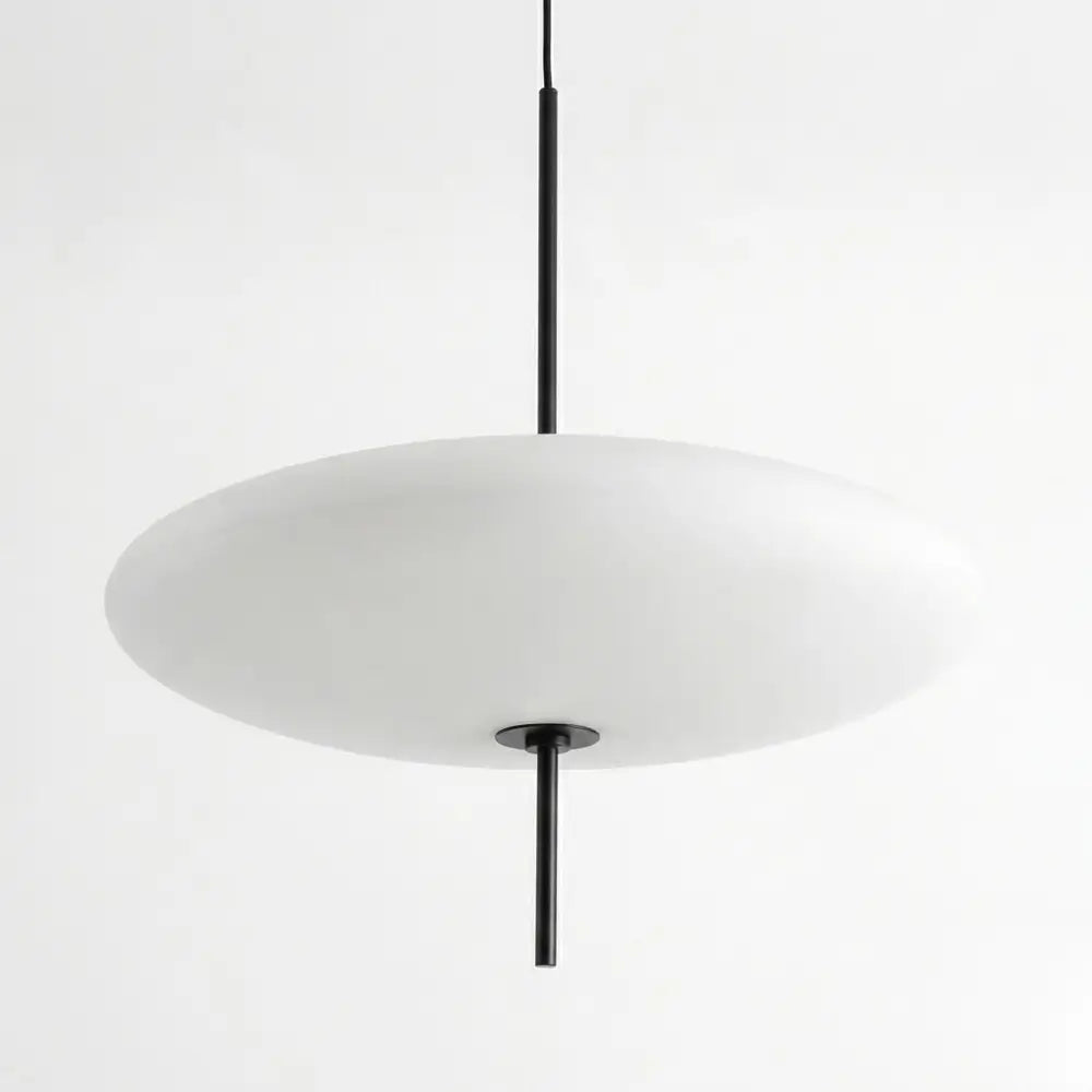 Oval Glass Pendant Light – Floating Disc Shape with Slim Metal Rod