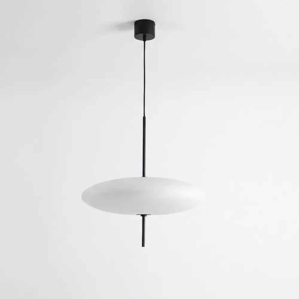Oval Glass Pendant Light – Floating Disc Shape with Slim Metal Rod
