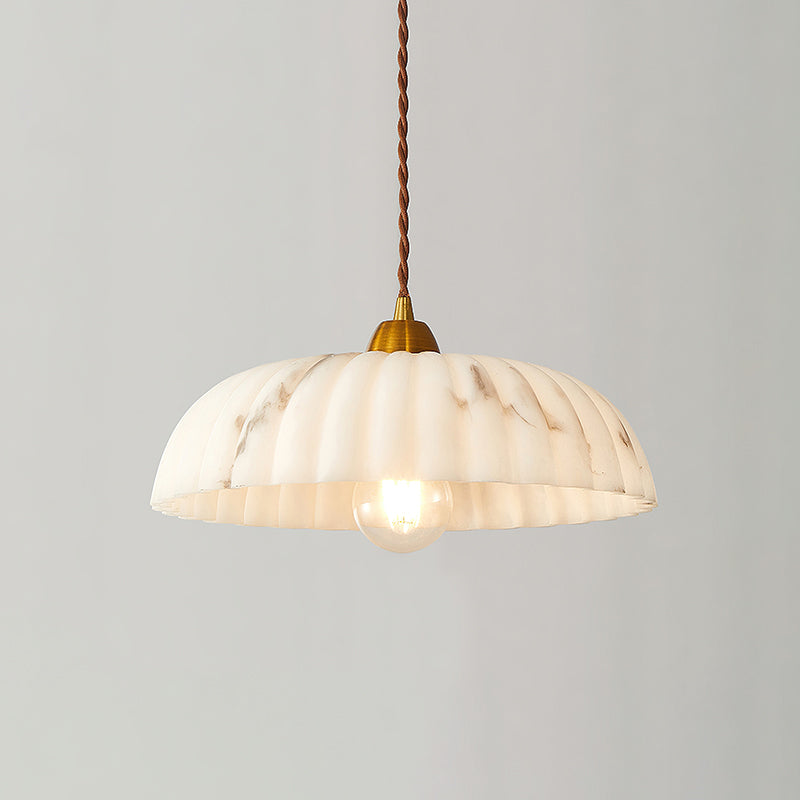 Antique Gold Pendant Light – Timeless Alabaster Shade with Soft Light