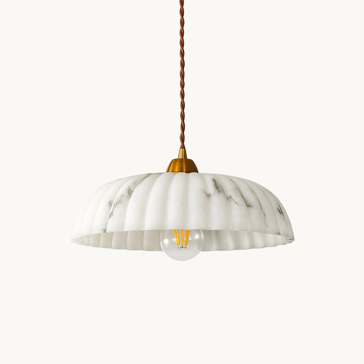 Antique Gold Pendant Light – Timeless Alabaster Shade with Soft Light