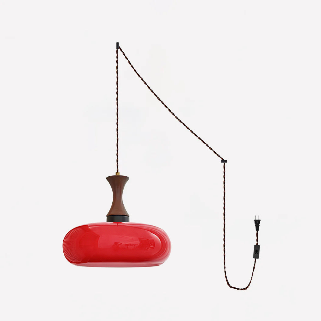 Plug-in Pendant Light with Glass Shade – Adjustable Height