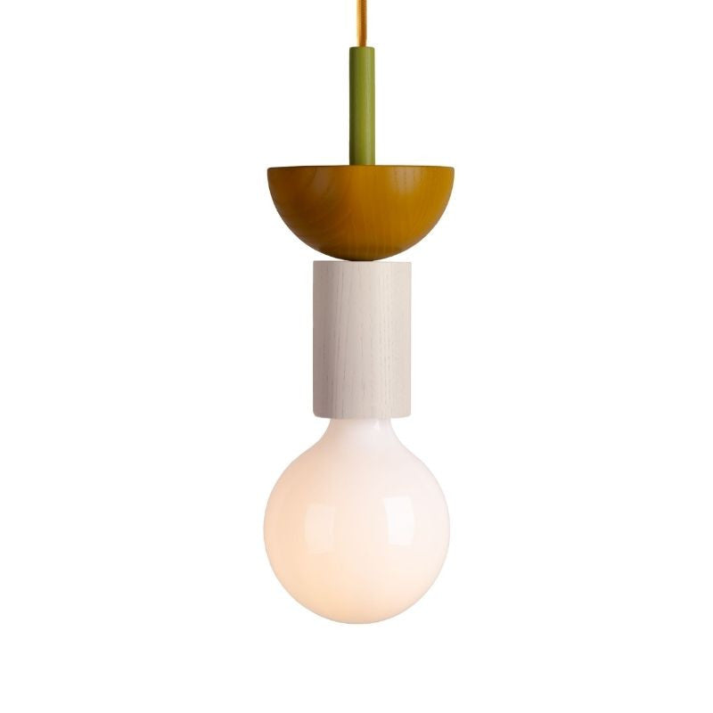 Ash Wood Pendant Light – Geometric Design with Adjustable Colors