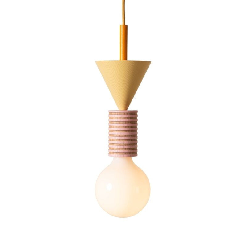 Ash Wood Pendant Light – Geometric Design with Adjustable Colors