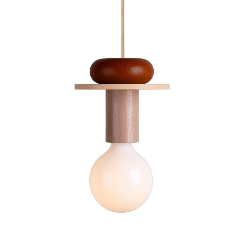 Ash Wood Pendant Light – Geometric Design with Adjustable Colors