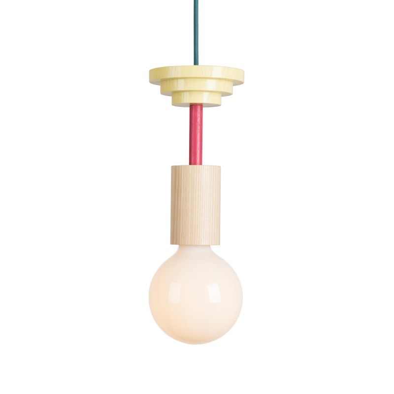 Ash Wood Pendant Light – Geometric Design with Adjustable Colors