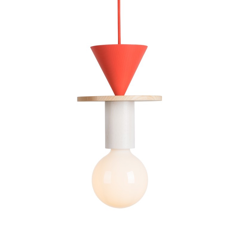 Ash Wood Pendant Light – Geometric Design with Adjustable Colors