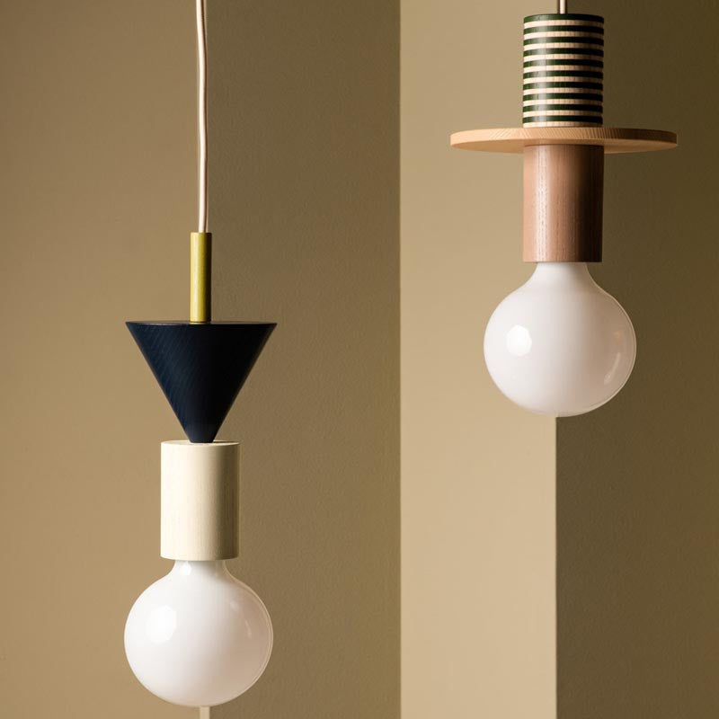 Ash Wood Pendant Light – Geometric Design with Adjustable Colors
