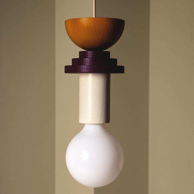 Ash Wood Pendant Light – Geometric Design with Adjustable Colors