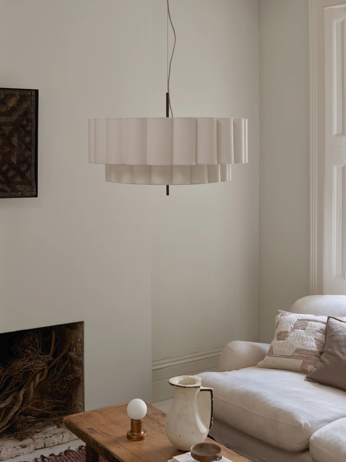 Linen Pendant Light – Sculptural Layered Design with Elegant Bronze Finish