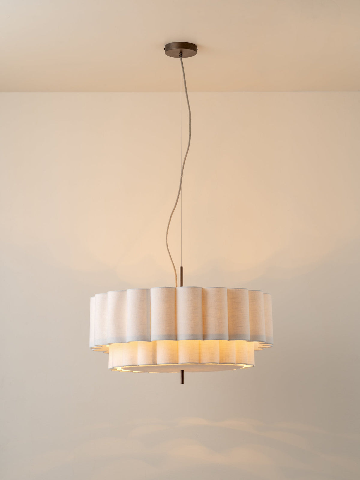Linen Pendant Light – Sculptural Layered Design with Elegant Bronze Finish