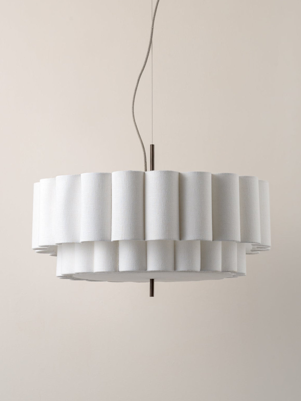 Linen Pendant Light – Sculptural Layered Design with Elegant Bronze Finish