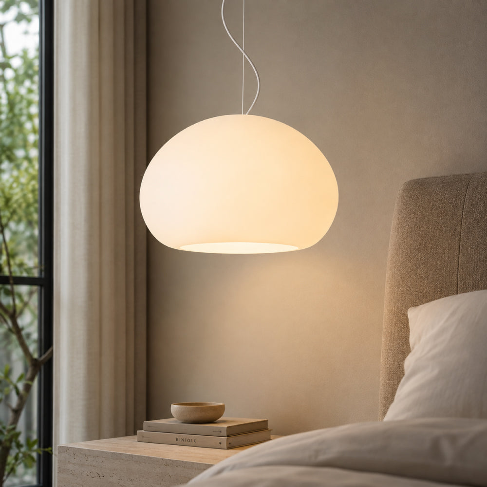 Opal Glass Pendant Light – Mushroom Design