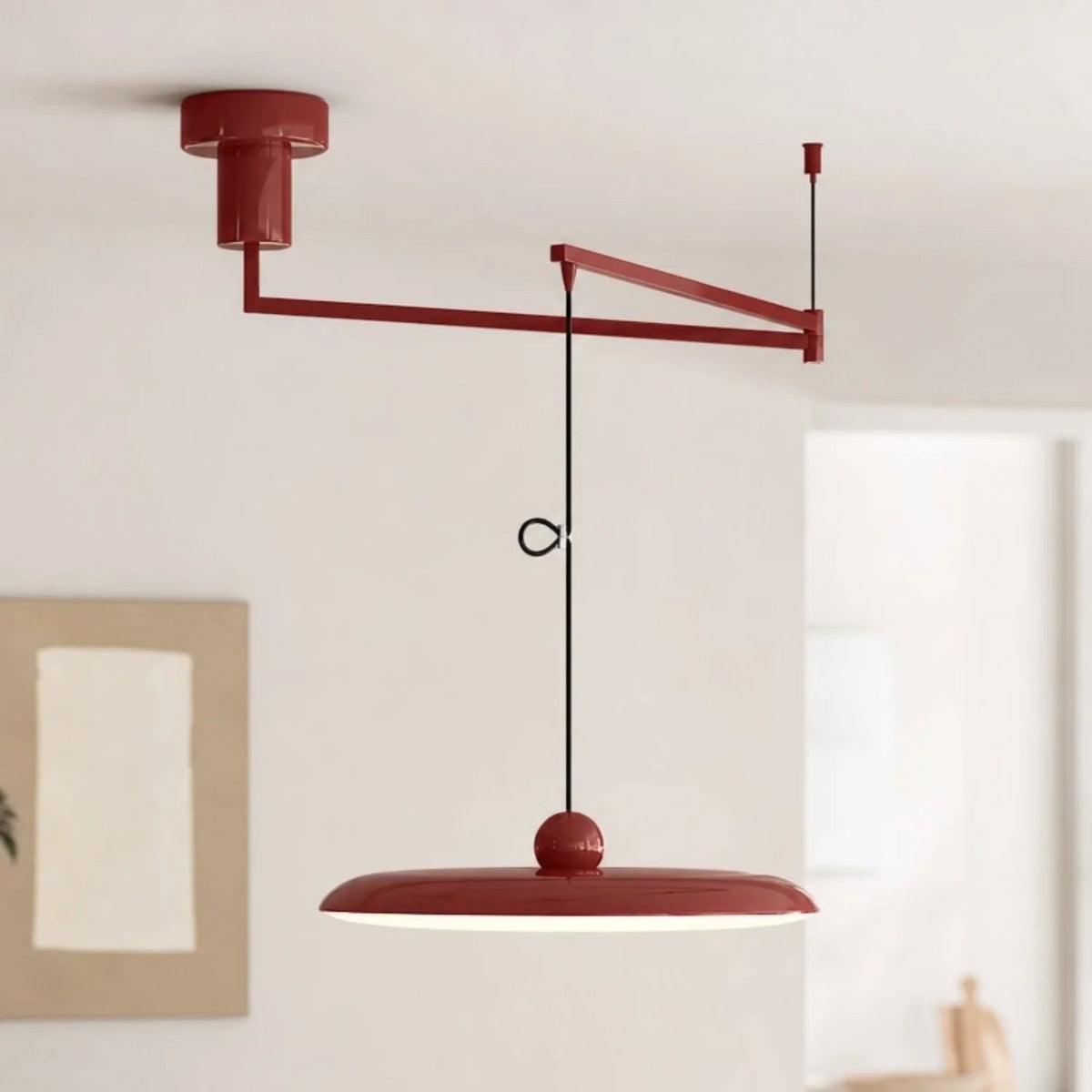 Pendant Light with Adjustable Arm – Flying Chrome Shade