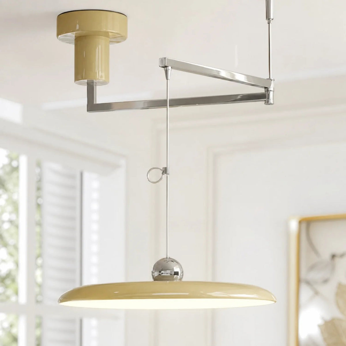 Pendant Light with Adjustable Arm – Flying Chrome Shade
