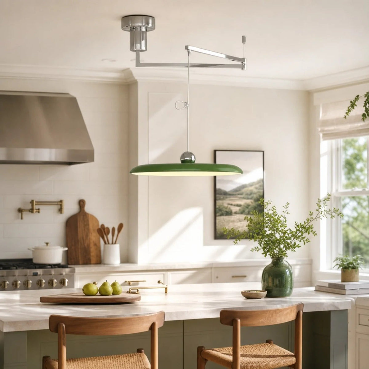 Pendant Light with Adjustable Arm – Flying Chrome Shade