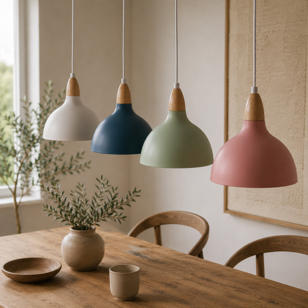 Pendant Light with Wood Detail – Compact Design