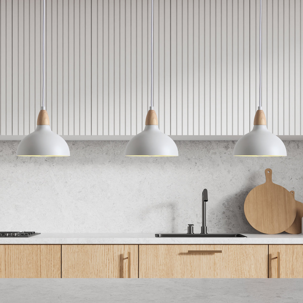 Pendant Light with Wood Detail – Compact Design