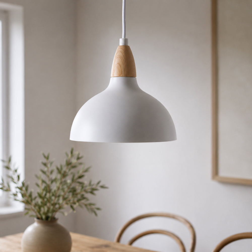Pendant Light with Wood Detail – Compact Design