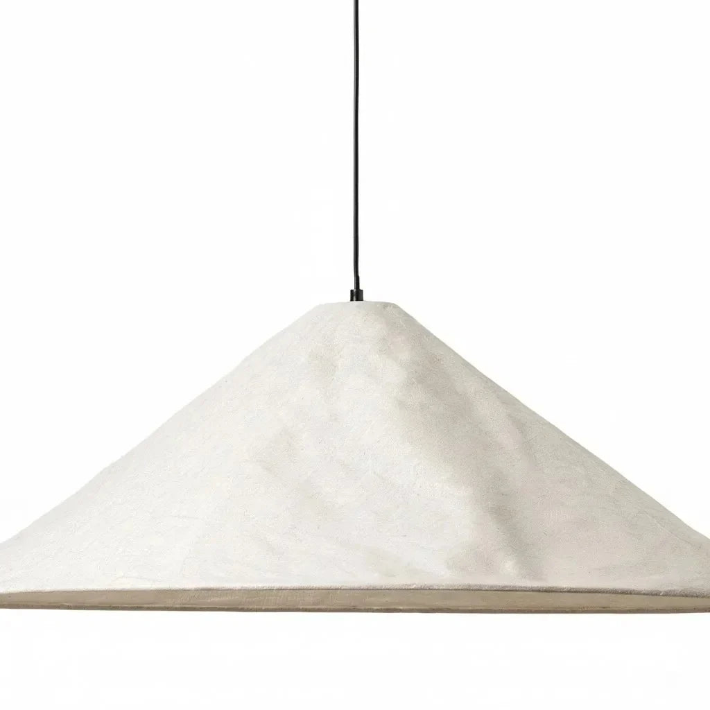 Linen Pendant Light with Conical Shade – Raw Texture for Dining Table and Kitchen Island