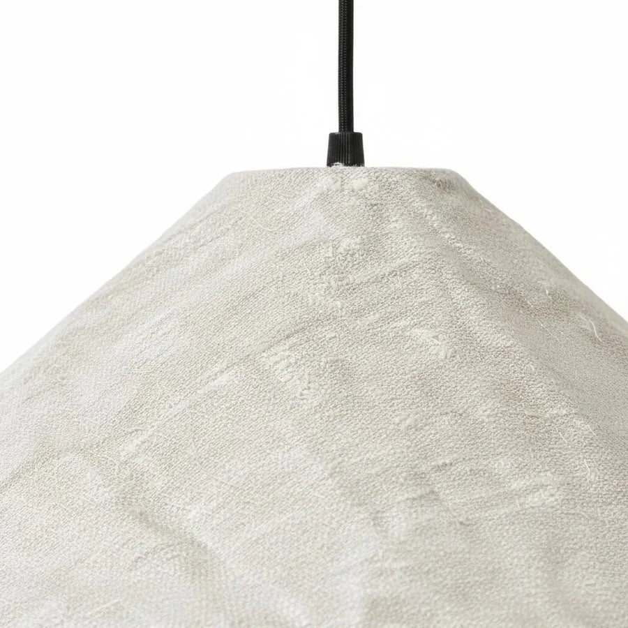 Linen Pendant Light with Conical Shade – Raw Texture for Dining Table and Kitchen Island