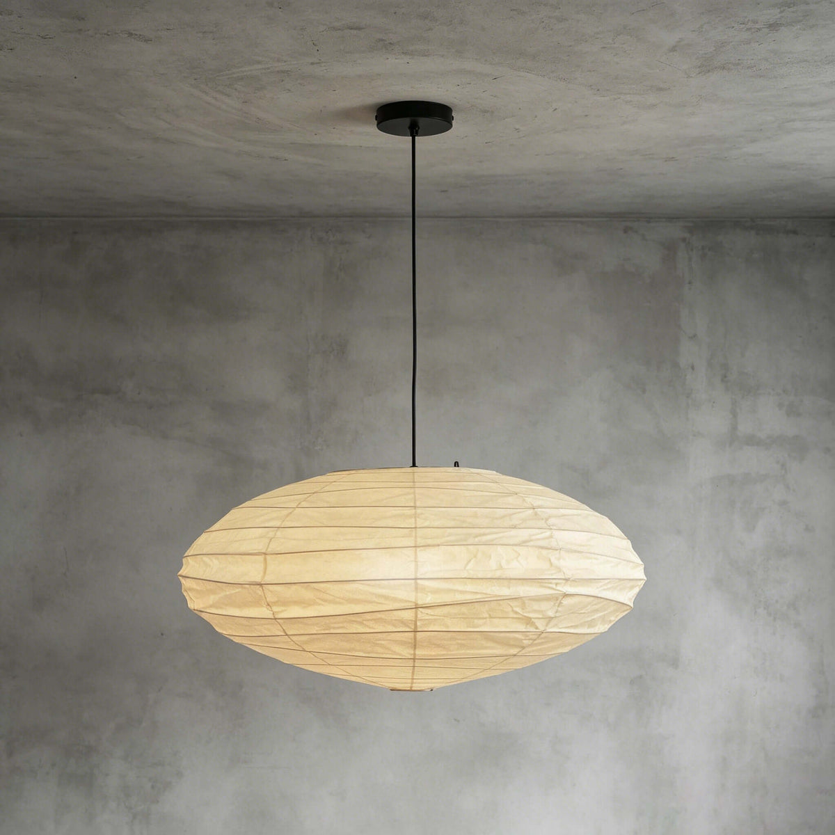 Washi Paper Pendant Light – Oval Japanese Paper Lamp