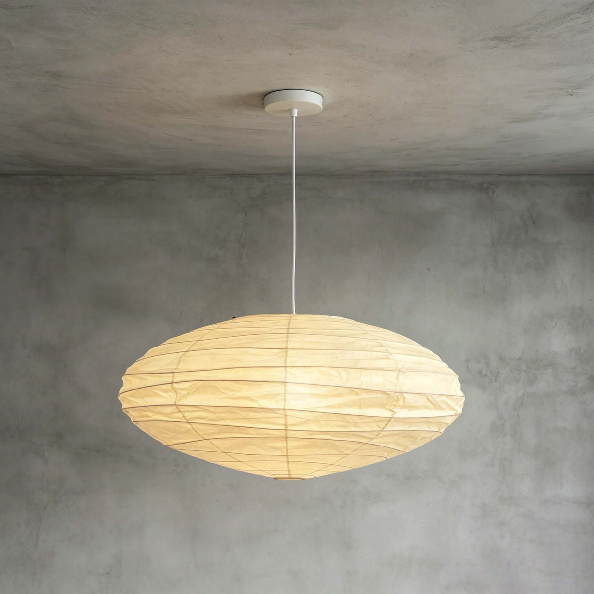 Washi Paper Pendant Light – Oval Japanese Paper Lamp