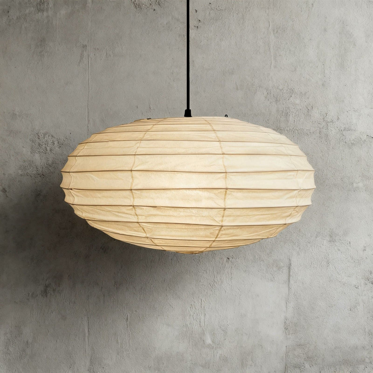 Washi Paper Pendant Light – Oval Japanese Paper Lamp