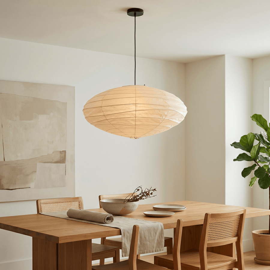 Washi Paper Pendant Light – Oval Japanese Paper Lamp