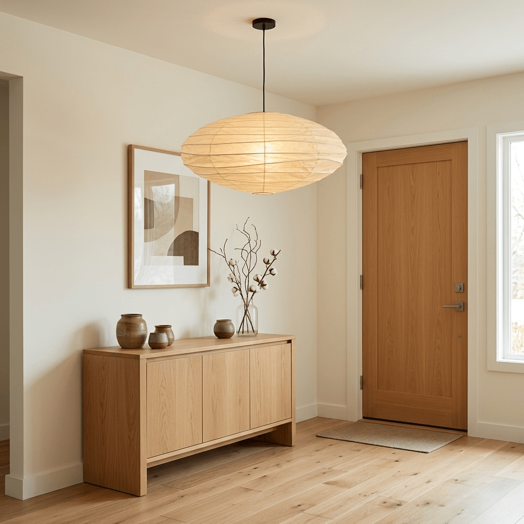 Washi Paper Pendant Light – Oval Japanese Paper Lamp