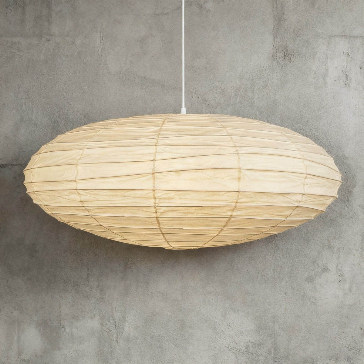 Washi Paper Pendant Light – Oval Japanese Paper Lamp