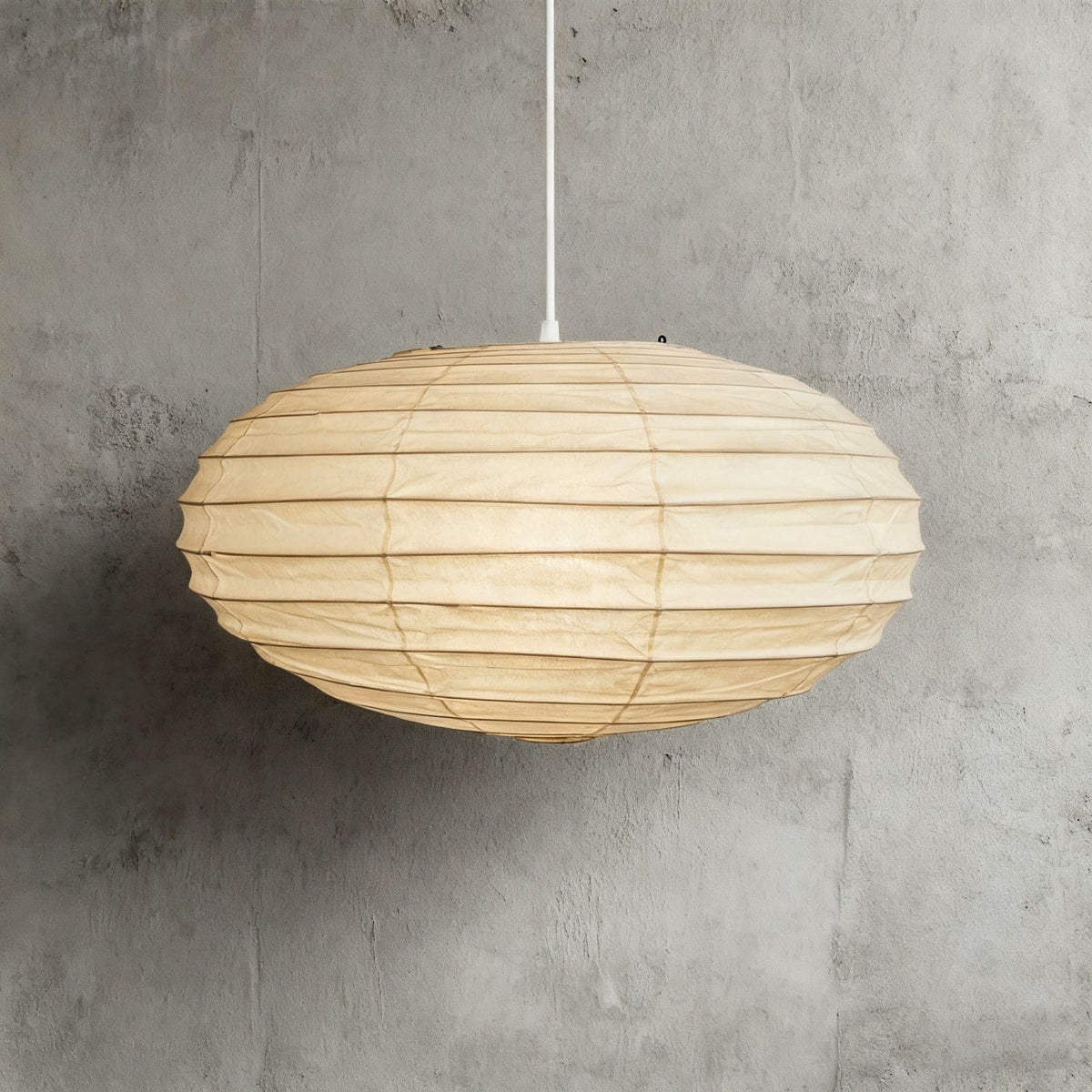 Washi Paper Pendant Light – Oval Japanese Paper Lamp
