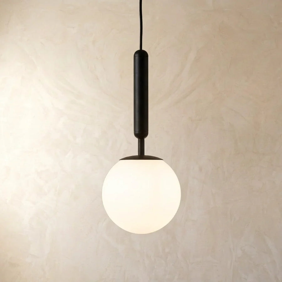 Frosted Glass Globe Pendant Light with Metal Stem