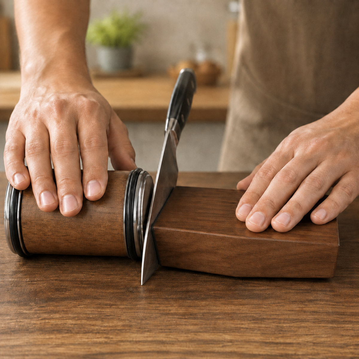 Professional Knife Sharpener with Diamond and Ceramic Roller – Precise 15°/20° Angle