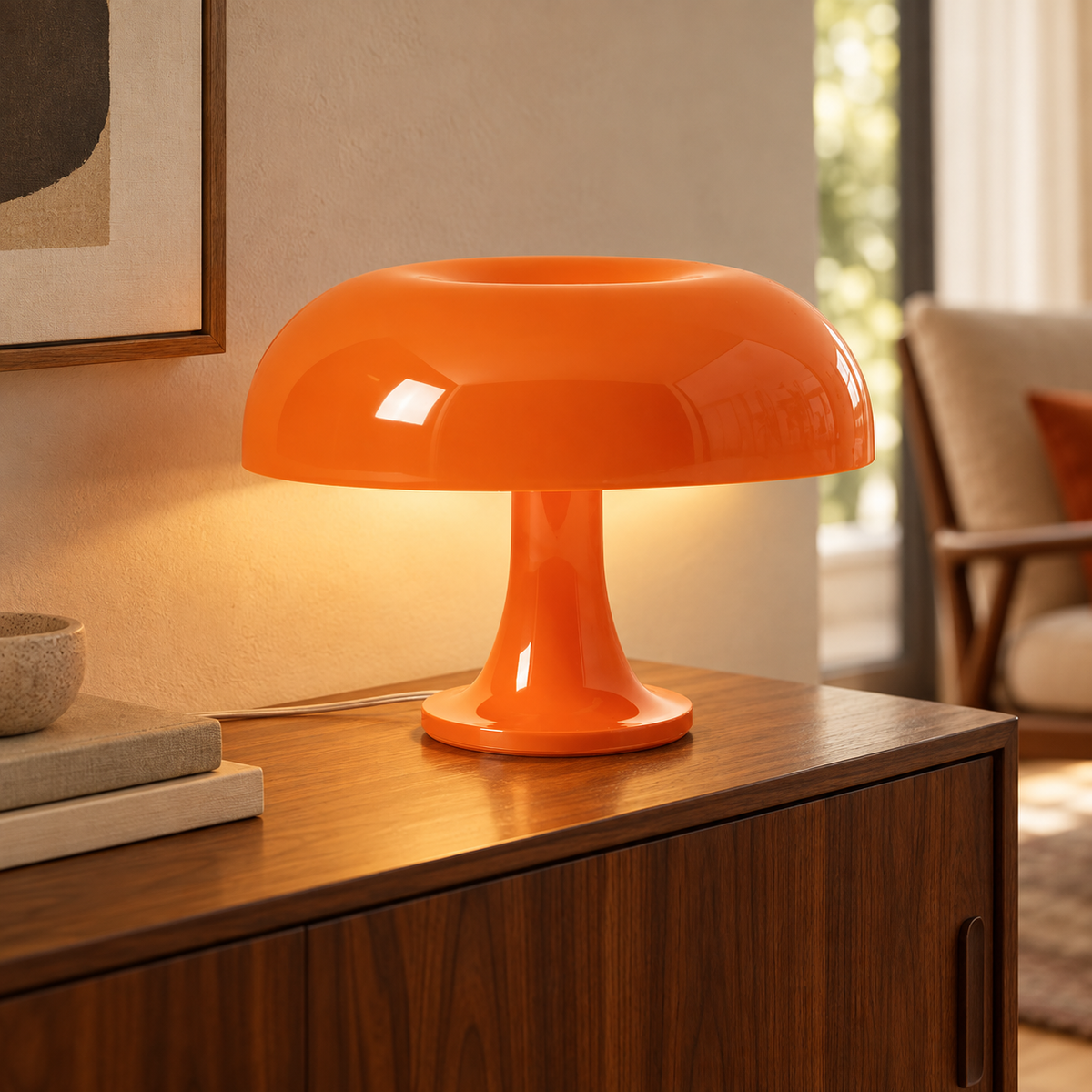 Retro Table Lamp – Sculptural Mushroom Design with Tri-Color Dimming