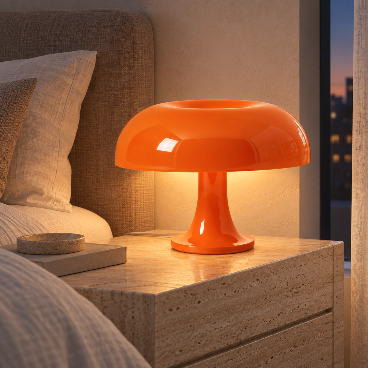 Retro Table Lamp – Sculptural Mushroom Design with Tri-Color Dimming