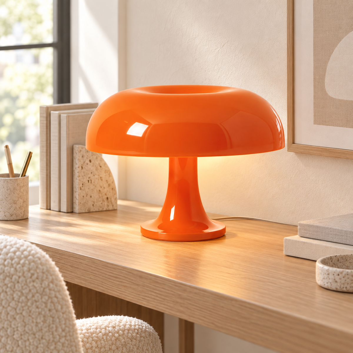Retro Table Lamp – Sculptural Mushroom Design with Tri-Color Dimming
