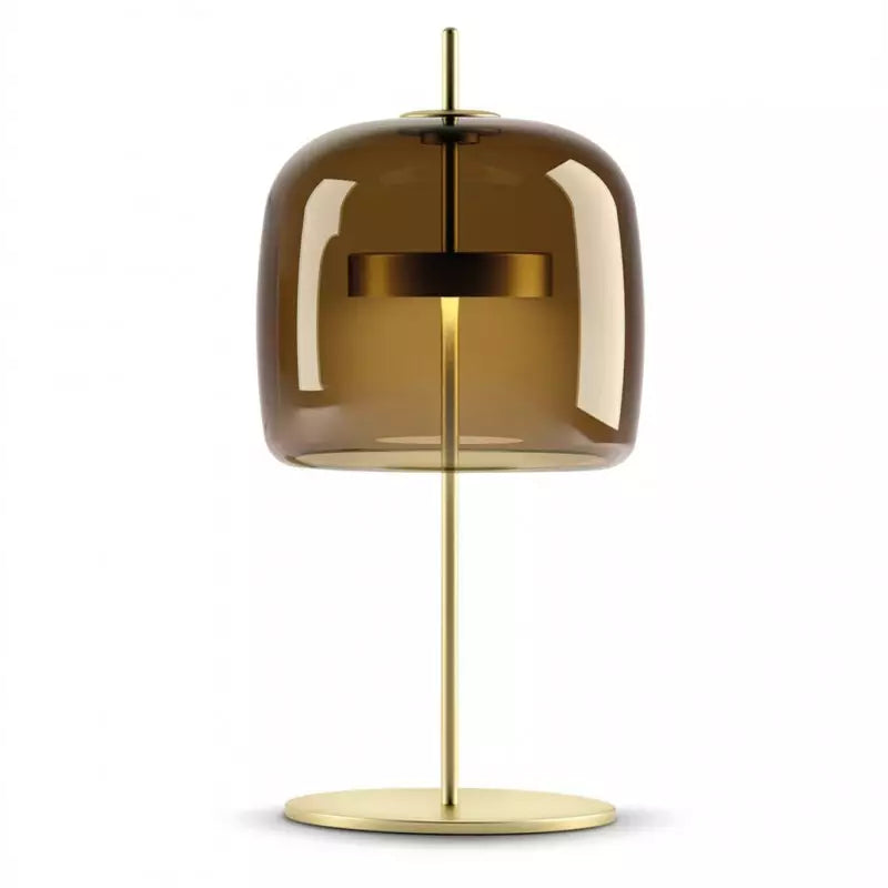 Retro Glass Table Lamp – Tinted Glass Shade with Brass Base