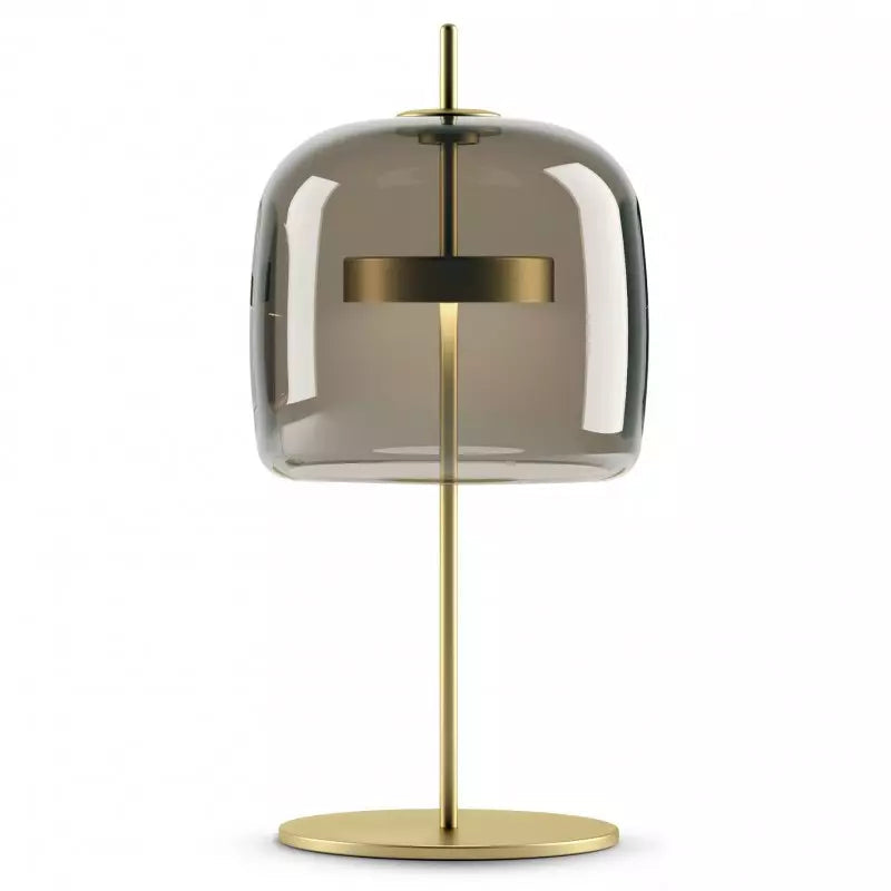 Retro Glass Table Lamp – Tinted Glass Shade with Brass Base