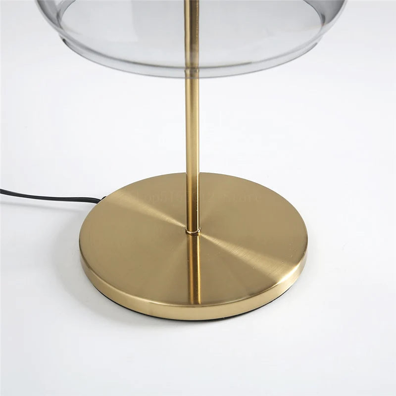 Retro Glass Table Lamp – Tinted Glass Shade with Brass Base