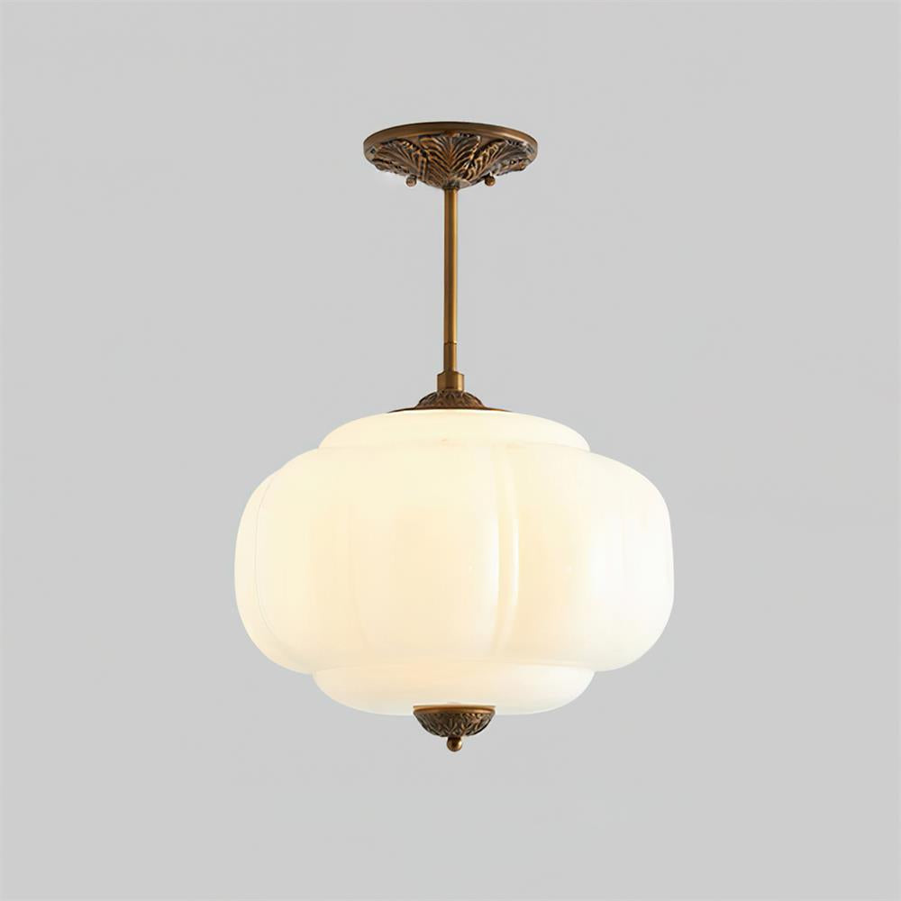 Ribbed Glass Ceiling Light – Round Metal and Glass Design with Soft Glow