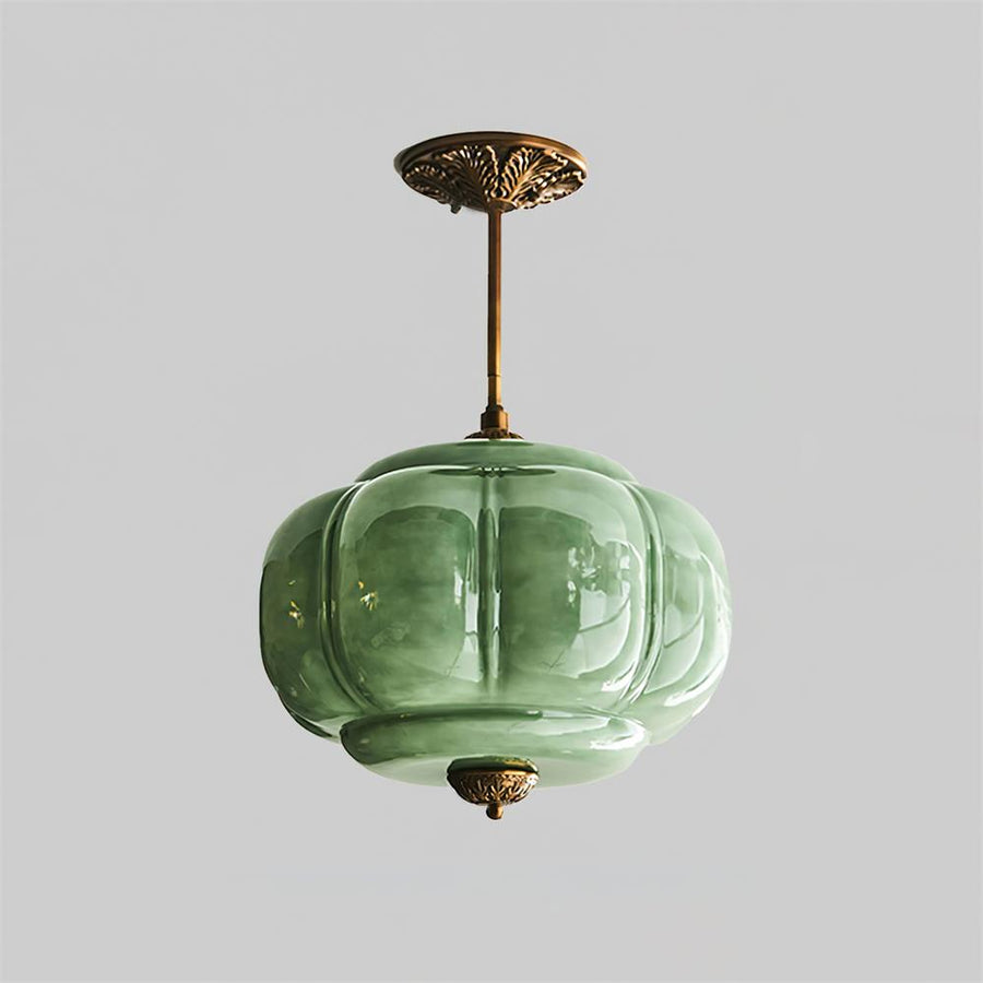 Ribbed Glass Ceiling Light – Round Metal and Glass Design with Soft Glow